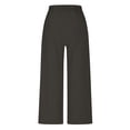 thumbnail image 6 of ClodeEU Women's High Waist Linen Wide Leg Pants,Casual Pleated Front Trousers with Pockets Dark Gray^,Women's Plus XXL, 6 of 6