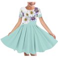 thumbnail image 1 of RXIRUCGD 2025 Vêtements d'Été pour Enfants Robe Extensible à Imprimé Floral pour Fille Robe à Manches Courtes à Col Rond Jupe de Danse pour Enfants, 1 of 4
