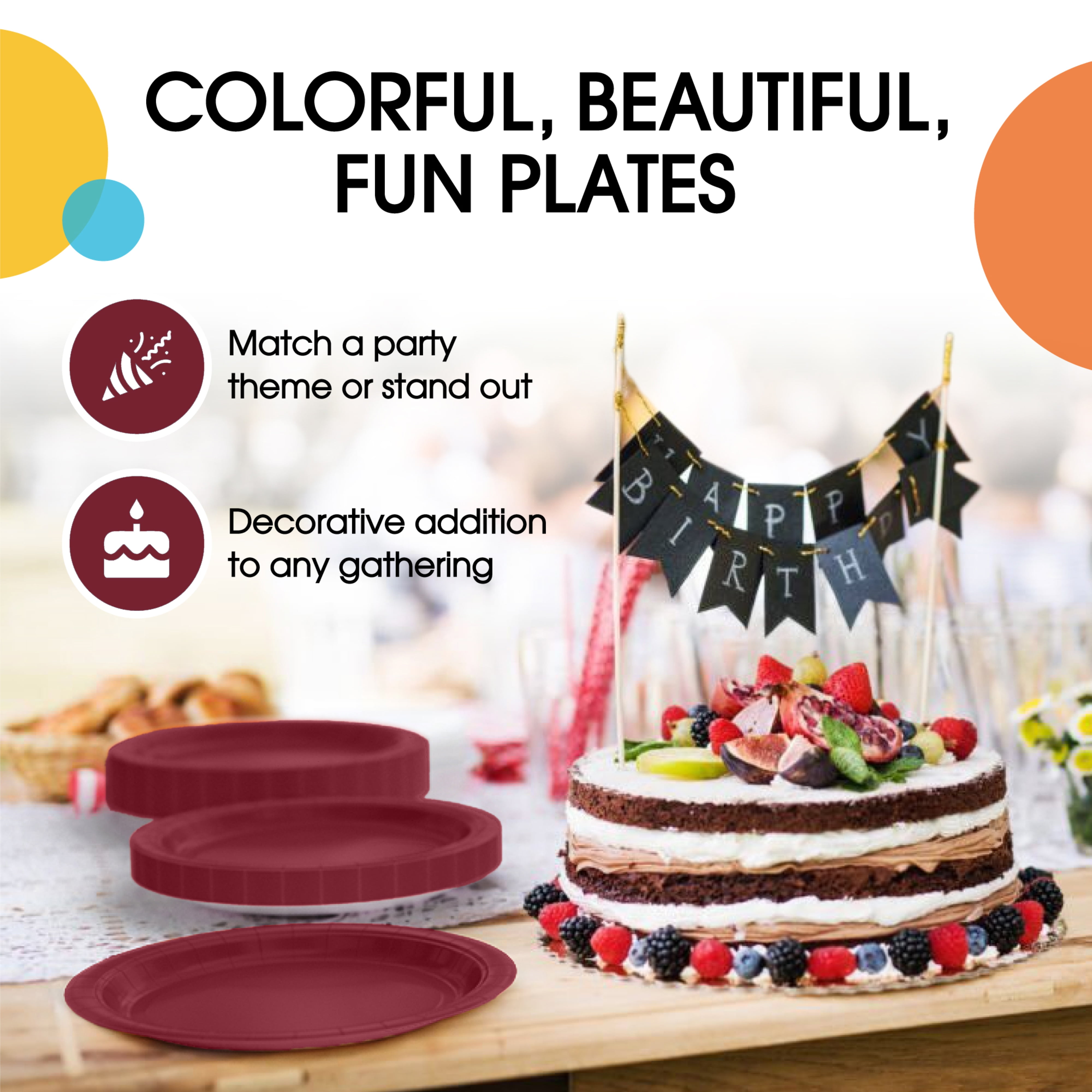 Exquisite Sustainable Holiday Disposable Paper Plates, 7 & 9 in, 200 Count