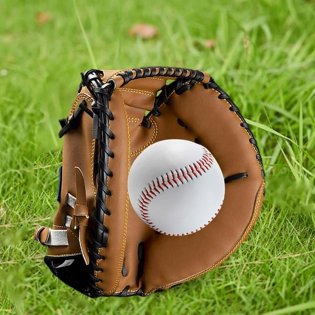 Guantes de Receptor de Béisbol Guante de Béisbol Y Pelota 12.5 "PU Teeball Guante Guantes de Captura para Práctica de Entrenamiento Unisex Principiant Marrón shamjiam Guantes de receptor de béisbol
