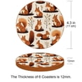 thumbnail image 3 of Squirrel Set of 6 Microfiber Leather Round Coasters, 11x11 cm/4.3x4.3 in, Cute and Durable Drink Mats for Home and Office, 3 of 6