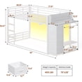 thumbnail image 2 of Afuhokles Low Bunk Bed Twin Over Twin with Bookshelf, 4 Storage Drawers, Charging Station and RGB Lights, Clothing Rack and Shelves, White, 2 of 9