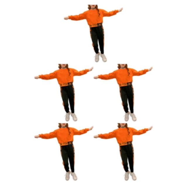 Minnieouse Senderismo Niñas Algodón Deportes Camisa Pantalones Conjunto Primavera Otoño Fiesta Ejercicio Niños Tops Pantalones Ropa Naranja Type2 NO2