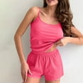 thumbnail image 5 of snilers Pajamas for Women Set Short Sleeve Tank Tops and Shorts Pjs Sets Sleepwear Ribbed Cami Pajamas Set 2 Piece Lounge Sets, 5 of 5
