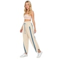 thumbnail image 7 of Textilo Womens Wide Leg Pants Lightweight Drawstring Contrast Color Casual Pants Elastic Waisted Trendy Track Pants Stripe Y2k with Pockets Beige XL, 7 of 7
