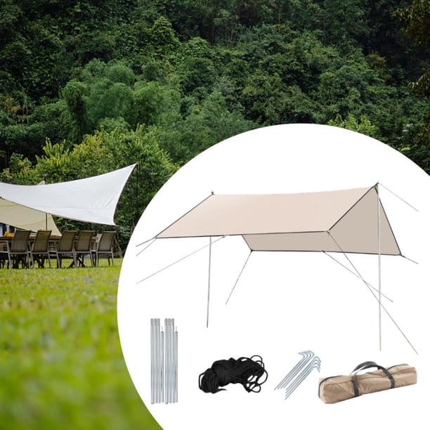 Lona para acampar, refugio contra la lluvia con cuerdas a prueba de viento, accesorios, cubierta para hamaca, lona contra la lluvia para jardinería, 450cm x 450cm