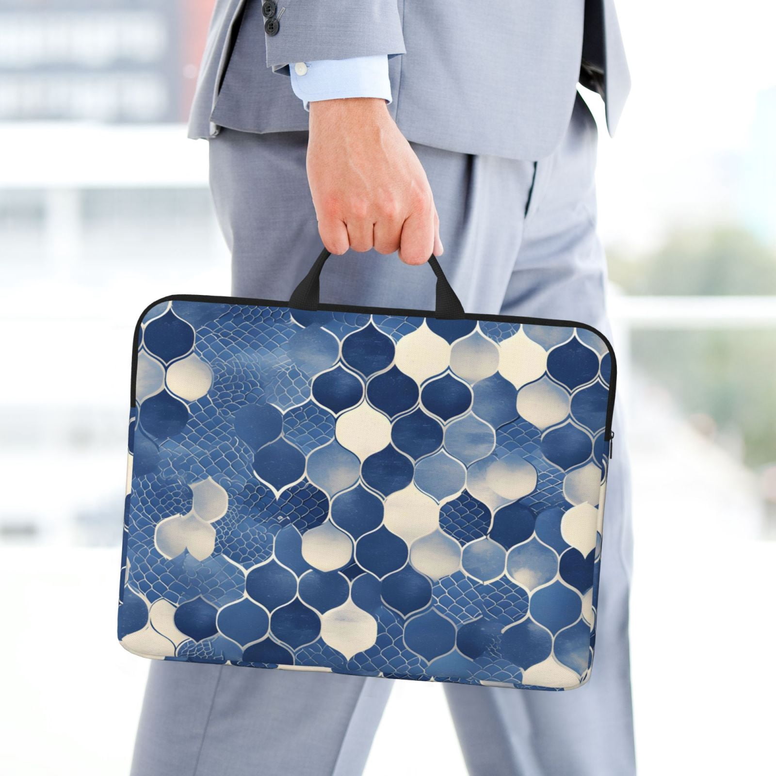 Laptop Sleeve Bag For Women Men 14inch Waterproof Durable Protective Computer Carrying Cover Handle Laptop Case Bag Snake Skin Print Style Doderblue_4