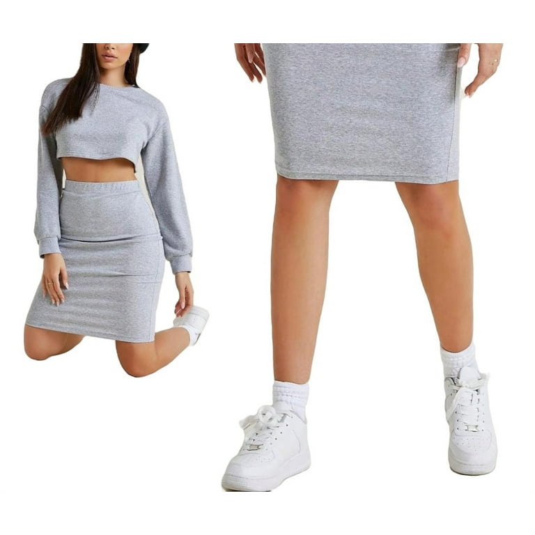 Elegant Solid Pencil Skirt Grey Women Skirts