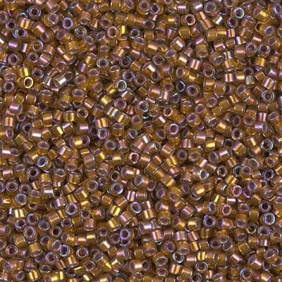 Miyuki Delica Seed Beads DB1691 11/0 Silver Lined Glazed Dark Saffron AB 7.2 Grams