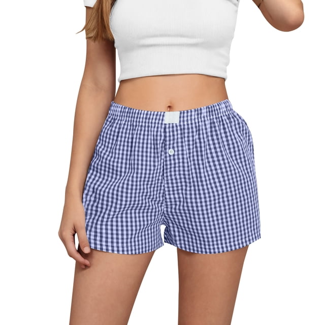Plebaso Boxeurs pour Femmes Taille Élastique Shorts Décontractés Confortables Bas de Détente Shorts de Pyjama Amples Vêtements de Nuit