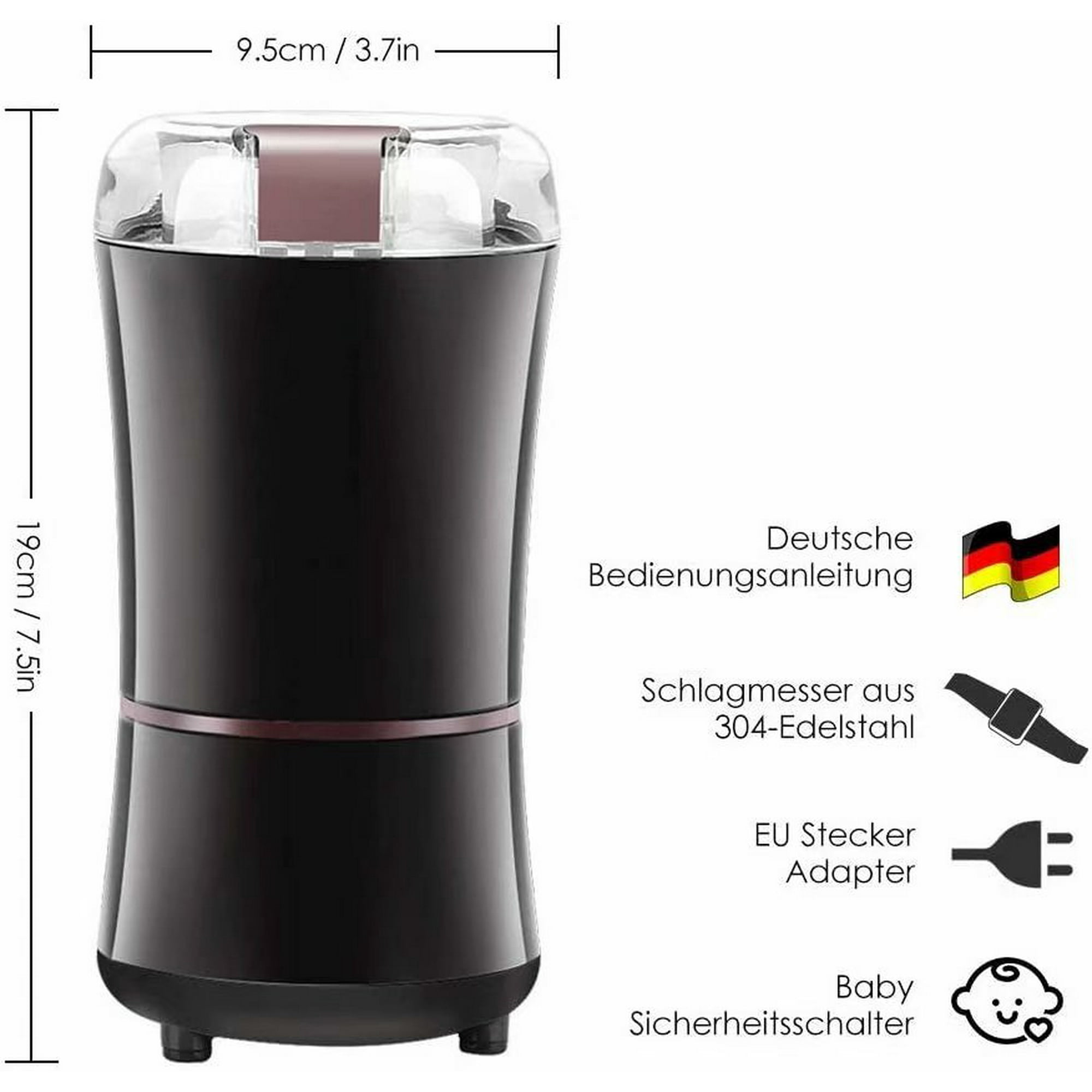 Moulin à épices/café - GAR - 400W - Lame En Acier Inoxydable - Électrique - Noir - Electroménager