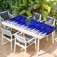 thumbnail image 2 of Blue Christmas Snowflakes Table Cloths for 3 Foot Rectangle Tables, Xmas Balls Winter Pine Tree Patio Waterproof Elastic Fitted Tablecloths, Washable Rectangular Table Cover for Camping, 2 of 8