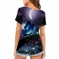 thumbnail image 4 of Puntoco - Blusa de manga corta con estampado digital de mariposa y cuello redondo para mujer Puntoco Puntoco-8375, 4 of 5