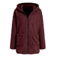 thumbnail image 4 of felwors Women's Sherpa Hooded Jacket - Fuzzy Fleece Zip Up Coat with Pockets, Casual Warm Outerwear for Winter Wine, L, 4 of 7