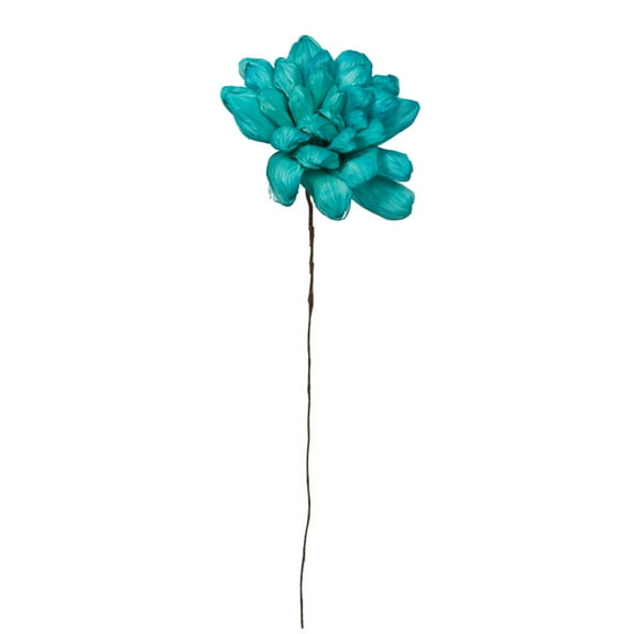 Vickerman Natural Botanicals 6" Turquoise Maize Dahlia on 18" wire stem- 6 stem/bag. Dried and preserved.