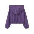 thumbnail image 5 of Cropped Corduroy Hooded Jacket for Girls Zip-Up Lightweight Fall Outerwear Purple,Size 10 T, 5 of 9