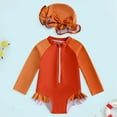 thumbnail image 2 of Gubotare Toddler Bathing Suit Baby/Toddler Girls Swimsuit Long Sleeve One-Piece Bathing Suit Rash Guard for Kids UPF 50+ Swimwear Size 18-24 Months (Red,18-24 Months), 2 of 6