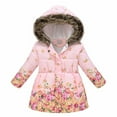 thumbnail image 1 of Manteau d'Hiver en Polaire pour Filles, Imprimé Floral, Veste à Capuche Zippée, Chaud, 1 of 7