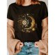 thumbnail image 1 of Sun ＆ Moon Print Crew Neck T-Shirt, Casual Short Sleeve T-Shirt For Spring & Summer, Women's Clothing, 1 of 6