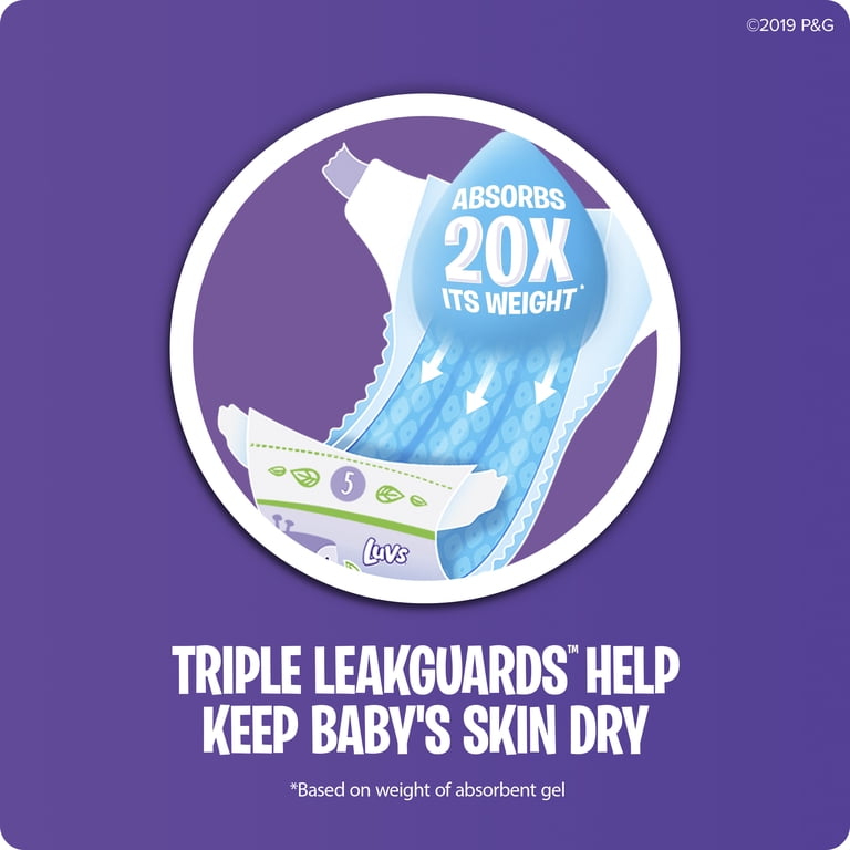 luv☆ Luvs BIG PACK Triple Leakguards Diapers Size 2, 228 Count