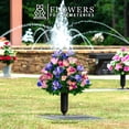 thumbnail image 5 of Sympathy Silks Artificial Cemetery Flowers Cream Pink Tulips/Purple Iris Bouquet, 5 of 8