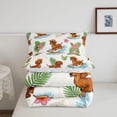 thumbnail image 5 of Homewish Surfing Dachshund Print Twin Comforter Sets,Pink Hibiscus Flowers Bedding Set,Dog Decor,Colorful Stars Reversible,2-Piece,1 Comforter and 1 Pillowcase, 5 of 7