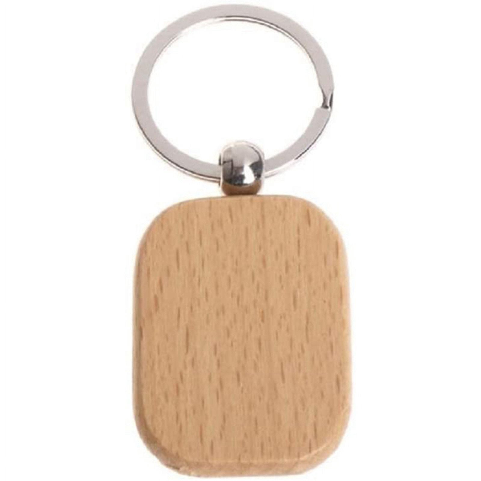 80Pcs Blank Wooden Wooden Keychain DIY Wooden Keychain Key Tag Anti-Lost Wood Accessories Gift
