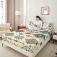 thumbnail image 3 of Castle Fairy Hippie Aztec Print Bed Sheets 4-Piece,Retro Tribal Geometric Full Size Sheets,Blue Gold Cream,1 Flat Sheet, 1 Fitted Sheet and 2 Pillowcases, 3 of 7