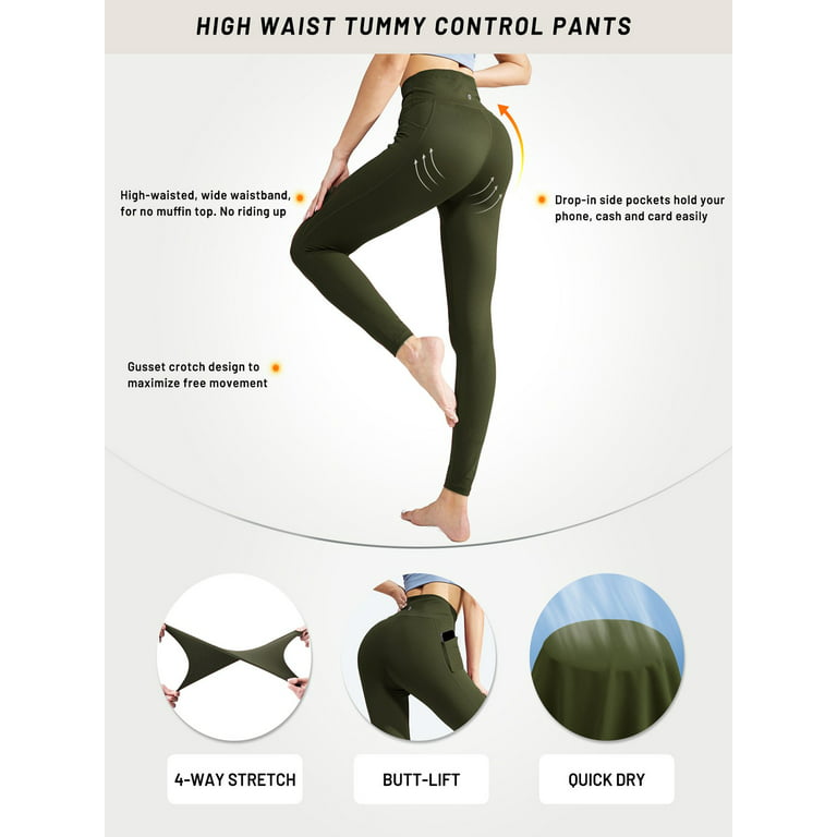 MIER Women's Yoga Pants with Pockets 7/8 Leggings High Waisted Leggings  Workout Capris