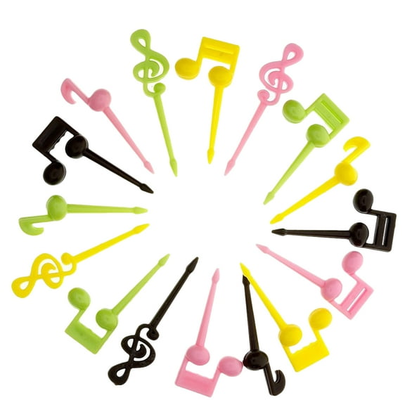 PONDER 32pcs Cartoon Children Food Picks Music Note Fruit Picks Decorative Fruit Fork (16pcs Each Pack)