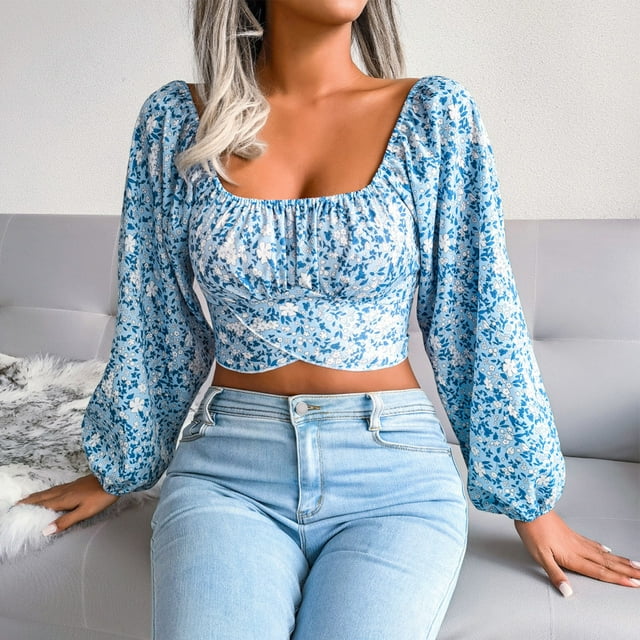 Top De Manga Larga Abullonada, Parte Superior Ajustable Con Lazo En La Espalda, Cuello Cuadrado, Volantes Sexy Elegantes Para Fiesta ANGGREK Otros