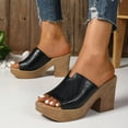 thumbnail image 4 of Black Feminine Summer Hollow Open Toe Roman High Heels With 3.7 Inch Chunky Heel For Outdoor Activities, 4 of 7