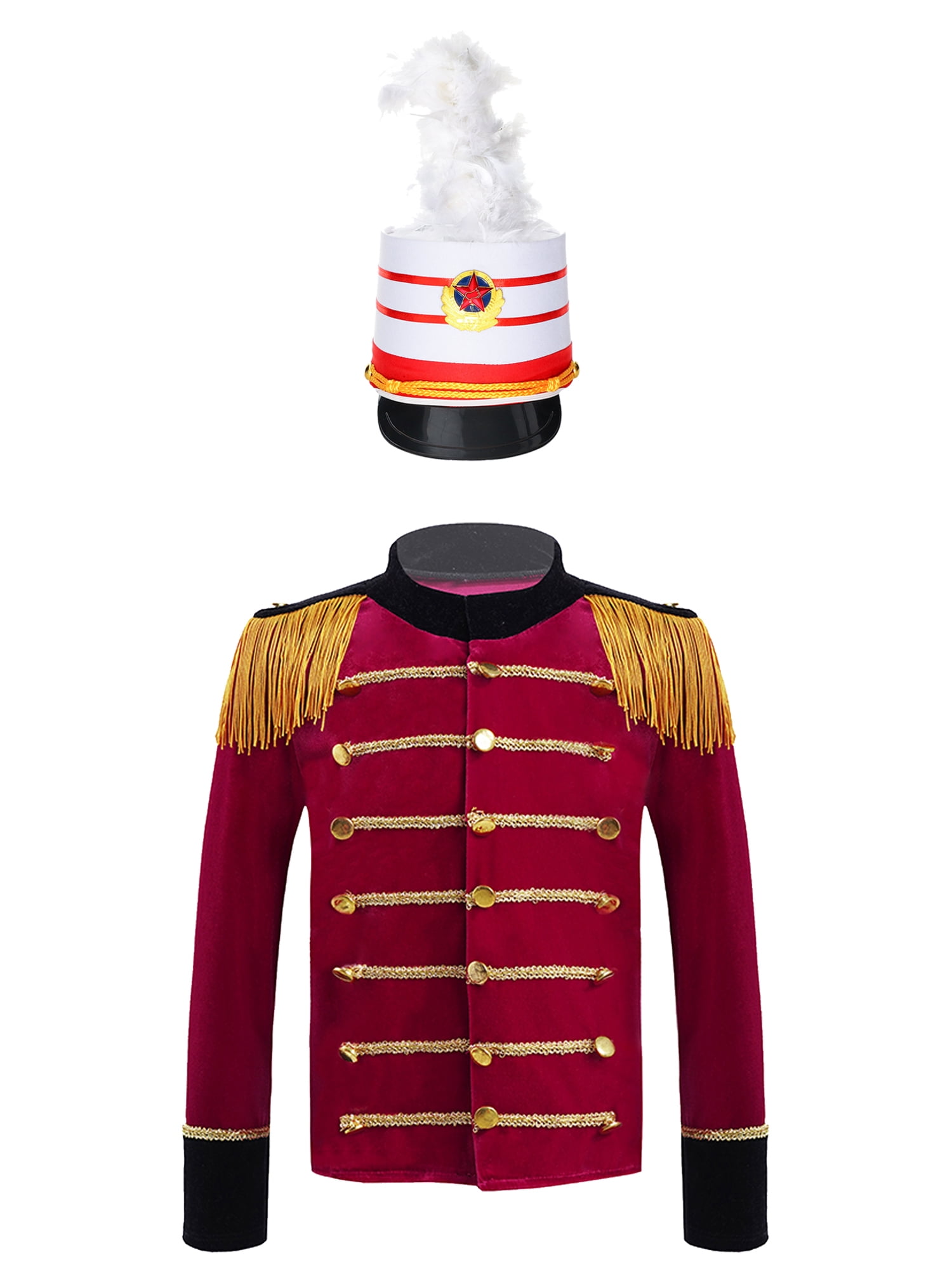 MSemis Kids Girls Boys Drum Major Costume with Hat,Size 616 RedA 4