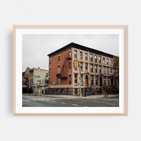 St. Marks & Rogers, Crown Heights - Brooklyn New York Photography Oak Framed Wall Art Print 16 x 20 inches