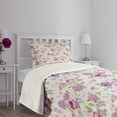 thumbnail image 3 of Ambesonne Shabby Flora Quilted Bedspread Set 2 Pcs, Roses and Violets, Twin Size, Multicolor, 3 of 5