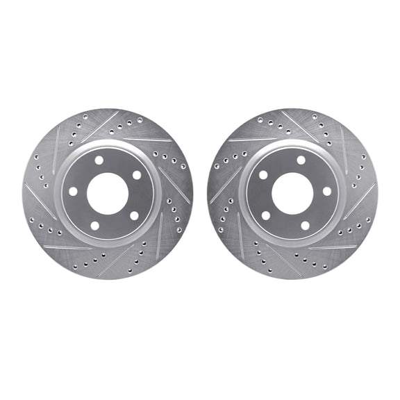Dynamic Friction Company Front Brake Rotors-Drilled and Slotted-Silver 7002-63021