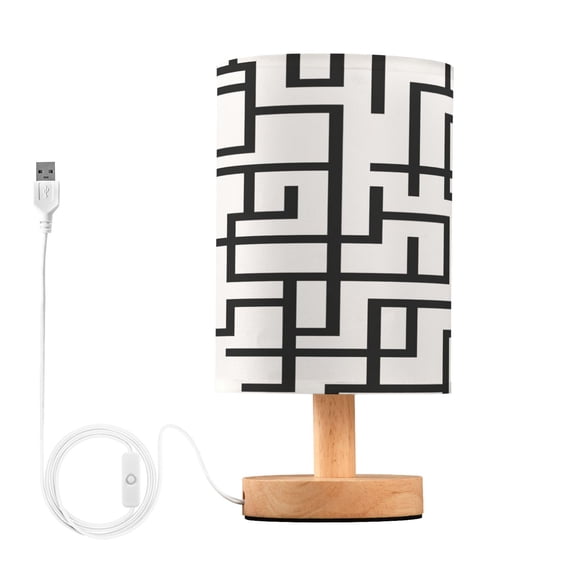 Small Table Lamp LED Bedside Nightstand Lamps with Fabric Shade Decor Desk Lamp for Living Room Bedroom Office Line Maze