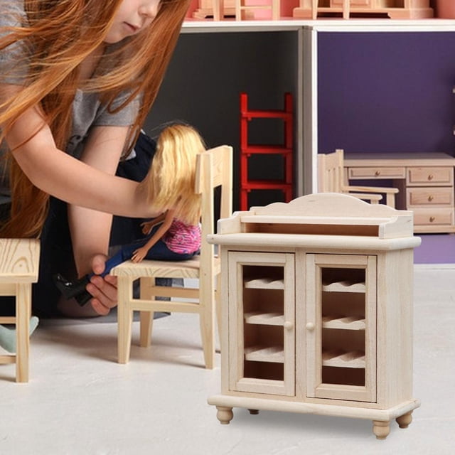 Estantería para casa de muñecas a escala 1:12, modelo de gabinete de madera, adornos duraderos para casa de muñecas 1/12, gabinete para diseño de perfke Gabinete de casa de muñecas