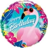 18 inch Birthday Tropical Flamingo Qualatex Foil Mylar Balloon - Party Supplies Decorations
