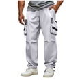 thumbnail image 2 of Men's Spring and Fall Multi-Pocket Cargo Wide Leg Pants Light Gray XL, 2 of 5