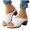 White, variant on Wedge Sandal for Women Casual Leather Slip On Open Toe Beach Sandal Non Slip Comfortable Walking Dress Shoes Black Size 9