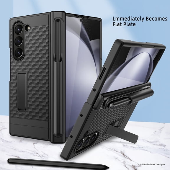 ELEHOLD for Samsung Galaxy Z Fold 6 Case with Foldable Invisible Stand,Full Body Rugged Sliding Hinge Protection Case for Samsung Galaxy Z Fold 6,Black