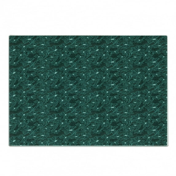 Turquoise Cutting Board, Floral Arrangement Vintage Flower Bouquet Baroque Inspired Foliage Ornamental Design, Decorative Tempered Glass Cutting and Serving Board, Small Size, Teal, by Ambesonne