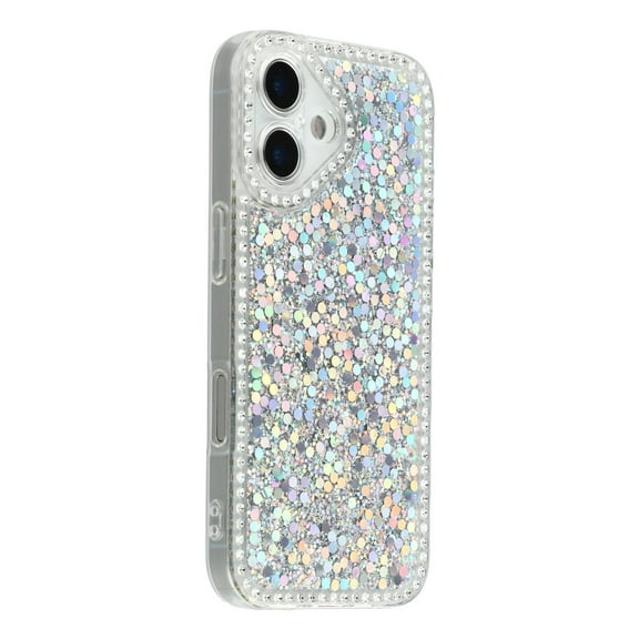 Havilah For iPhone 17 Case Rhinestone Edge Glitter Epoxy TPU Phone Cover - Silver