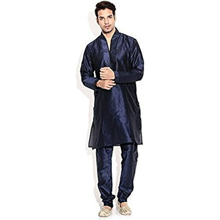 

Royal Kurta Men s Silk Blend Hineck Kurta Churidaar Set Navy