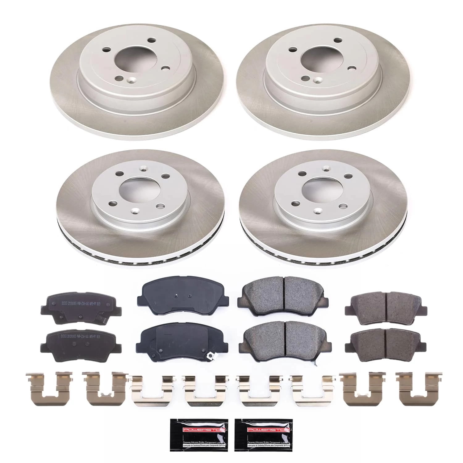 PowerStop Front and Rear Semi-Coated Rotor and Low-Dust Ceramic Brake Pad Kit SC6509