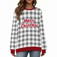thumbnail image 7 of Womens Christmas Plaid Sweatshirts Long Sleeve Ugly Xmas Pullover Sweatshirt Crewneck Letter Graphic Tops, L Gray, 7 of 7