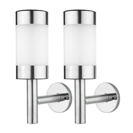 

2Pcs Stainless Steel LED Solar Power Wall Mount Light Outdoor Garden Yard Sensor Lamp