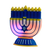 6" White and Blue Battery Operated Color Changing LED Hanukkah Menorah Window Decoration