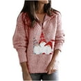 thumbnail image 2 of Aloohaidyvio Christmas Tops,Womens Christmas V-Neck Sweater Santa Claus Printed Zipper Long Sleeve Knitted Sweater, 2 of 6